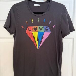 Lauren Moshi Black Tee with Colorful Graphic